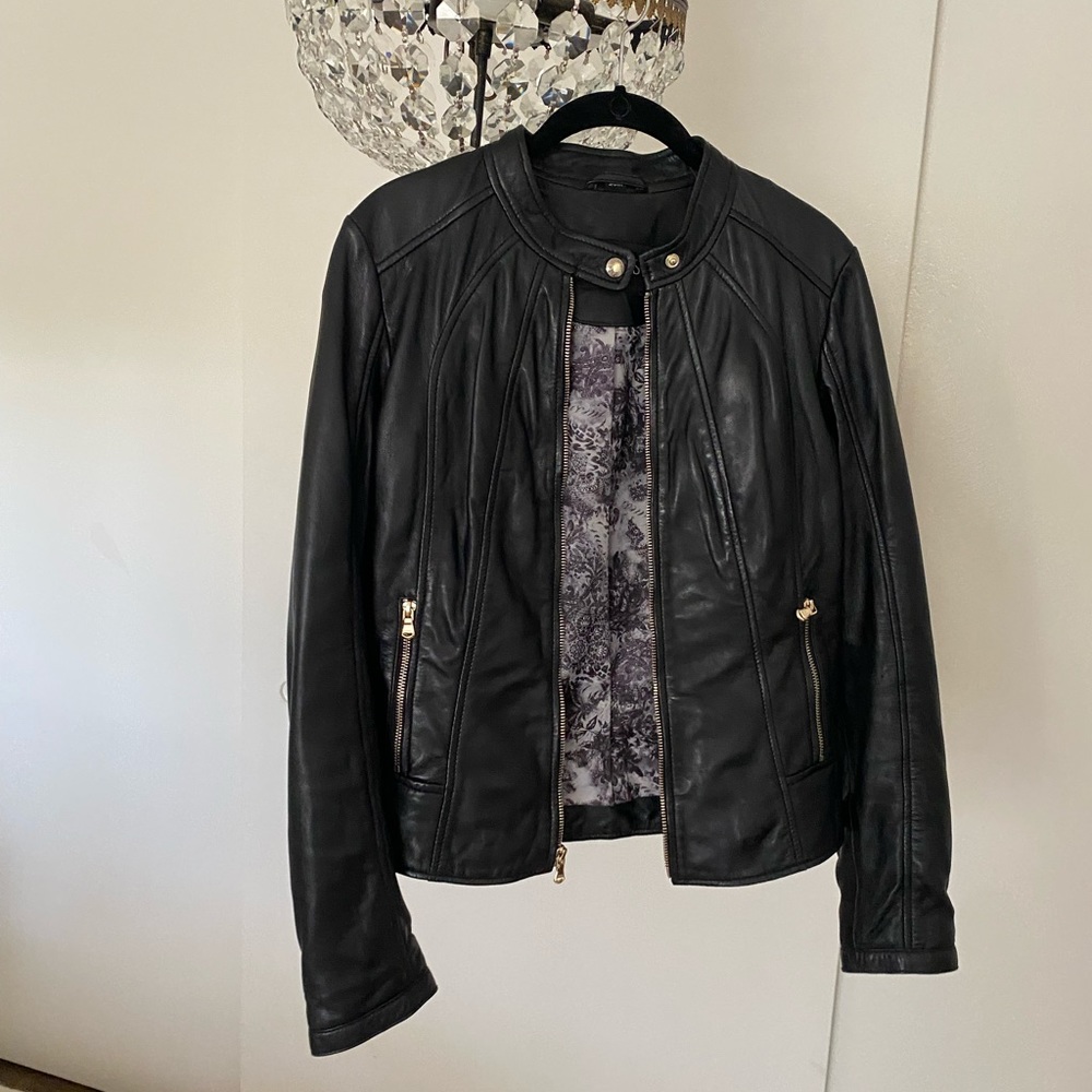 Tailored black leather jacket Guess